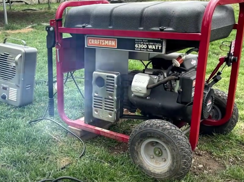 generator blowing white smoke with solution